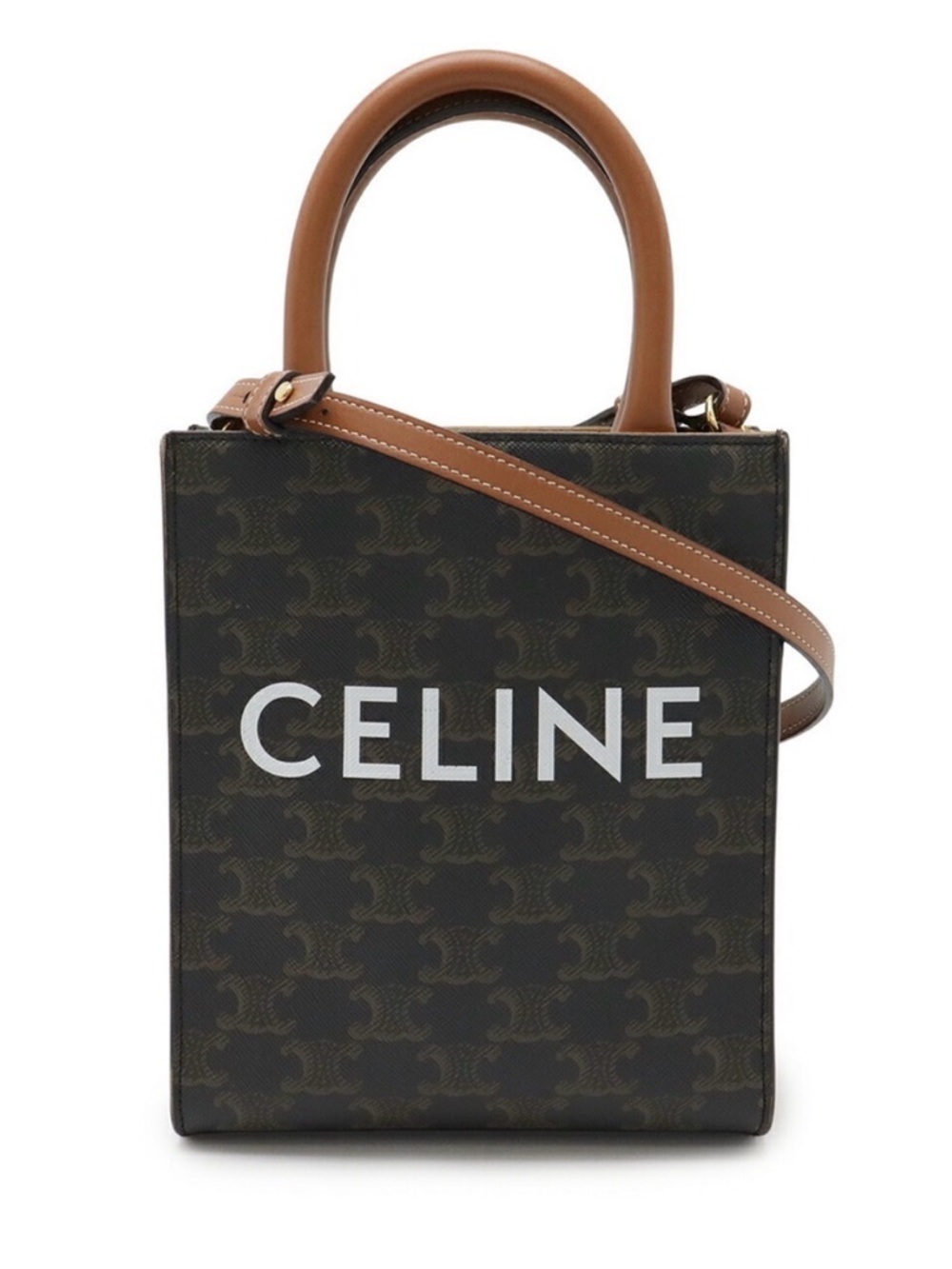 Celine Mini Vertical Cabas bag in Triomphe Canvas and Calfskin